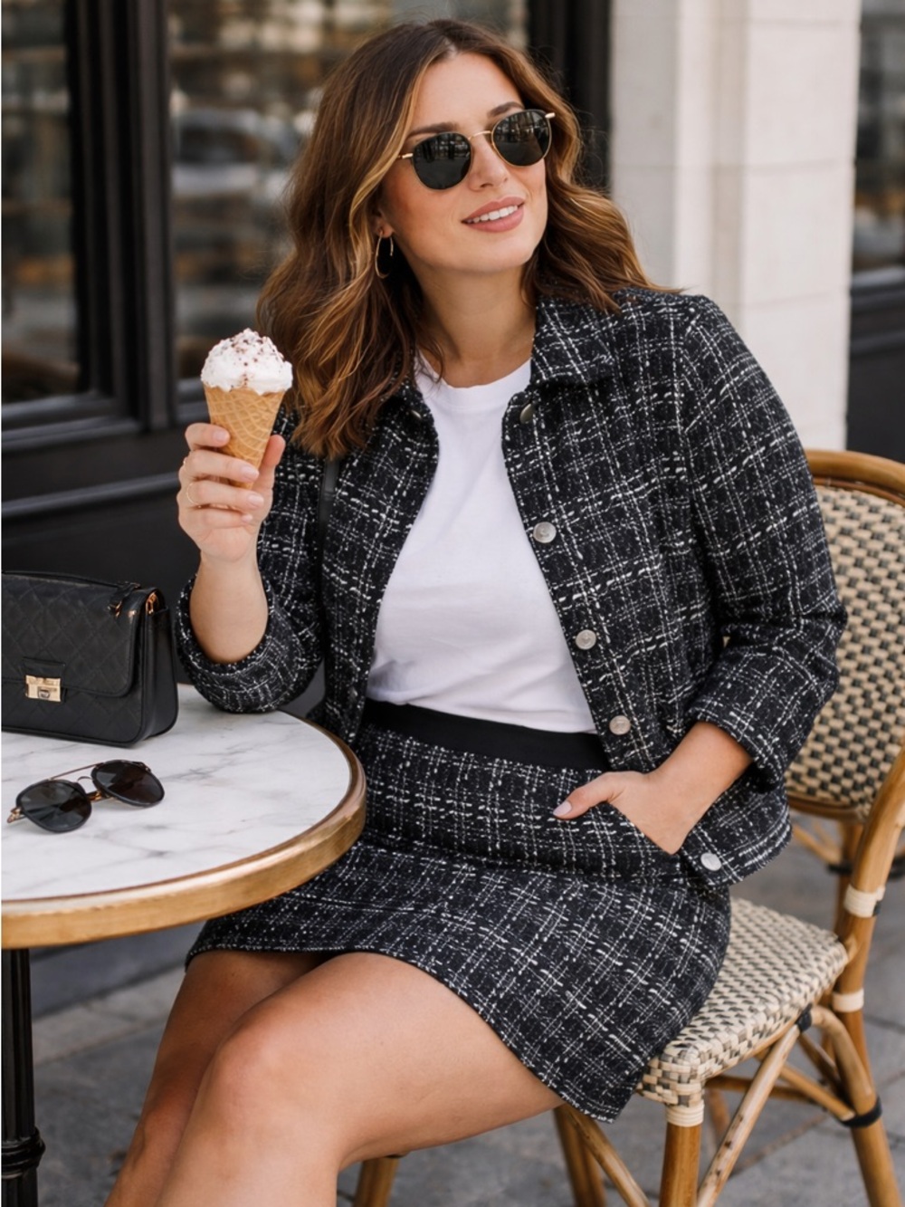 Ultra Chic 3X Plus Size Tweed Cropped Blazer with skirt NWT